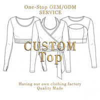Haut de yoga à manches longues pour femme, coupe courte, devant croisé, dos ouvert, chemise d'entraînement, fabrication sur mesure, marque privée, OEM, ODM, fabricant d'activewear