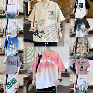 Мужская футболка с вышивкой, 2025 Европы и Соединенных Штатов, 100% хлопковая Винтажная Футболка с принтом, против морщин, большие размеры - Product Image 2