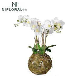 Nifloral New Design Orchid Flowers with Moss Ball Home Decor Artificial Orchid Flower Ball