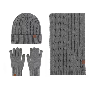 <span class=keywords><strong>Ensemble</strong></span> de laine trois pièces à la mode hivernale <span class=keywords><strong>pour</strong></span> femmes laine tricotée de couleur unie comprend des gants de haricot de luxe chauds écharpe <span class=keywords><strong>ensemble</strong></span> de chapeau parfait - Product Image 6