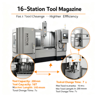 Mesin Permesinan Vertikal XH7136 3 Axis BT40 24T ATC Heavy Duty Presisi Tinggi CNC untuk Cetakan Logam dan Suku Cadang Otomotif
