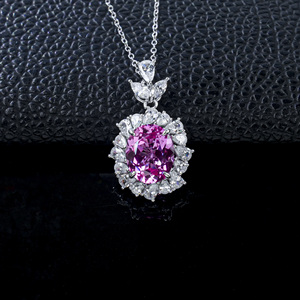 Collar de Plata de Ley 925 con Zafiro Padparadscha Cultivado en Laboratorio - Product Image 2