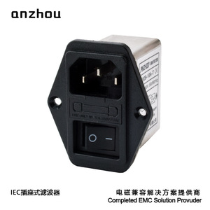 Enchufe Anzhou IEC con interruptor y filtro EMI DBI6 3A 6A 10A 230V 1 toma de corriente de plástico IP22 con conexión a tierra estándar - Product Image 1