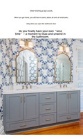 Meuble de salle de bain vintage de style français avec lavabo intégré et armoire de toilette, lavabo en céramique, ensemble de salle de bain