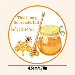 Étiquette personnalisée imperméable autocollante pour pot de miel - Impression sérigraphique motif abeille mignon pour décoration de cadeaux - Product Image 2
