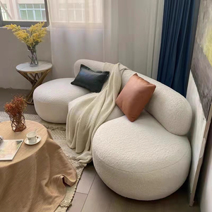 Nhỏ sáng tạo ARC sofa Set gạo trắng kem gió cừu len cho phòng khách khu dân cư khách sạn cửa hàng quần áo đầy với miếng bọt biển - Product Image 5