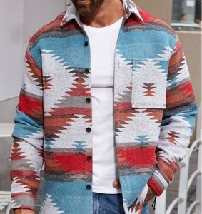 Ingrosso <span class=keywords><strong>camicia</strong></span> di lana autunno inverno manica lunga occidentale <span class=keywords><strong>giacca</strong></span> da uomo con stampa Aztec Navajo - Product Image 1