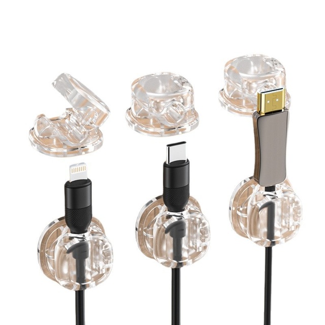 Automatic Retractable Plastic Minimalist Cable Organizer with Spring Fixing Clip for Mobile Phone Charger-2.4x2.4x1.6cm