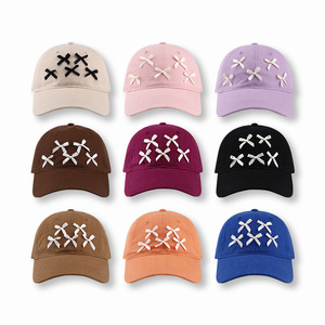 Syh1138 Hàn Quốc Phong Cách Phụ Nữ Của Mũ Bóng Chày Oxford Vải Với Bowknot Ribbon Trang Trí Có Thể Điều Chỉnh Thể Thao Cap Với Dot Mô Hình - Product Image 1