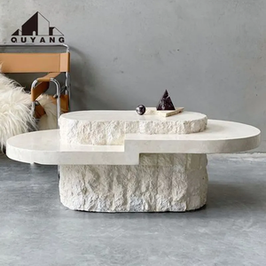Quyang tùy chỉnh phòng khách trang trí Vanity Tops bàn ý đen đá vôi đá cẩm thạch bên bảng tam giác Bàn cà phê - Product Image 3