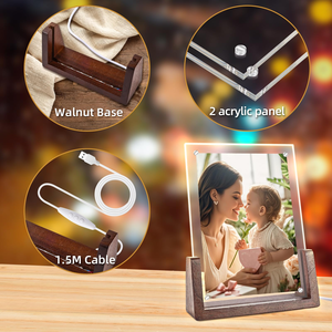 5x7 Picture <b>Frames</b> Set of 2 Rustic <b>Photo</b> <b>Frame</b> with Wooden Base and Tempered Glass for Tabletop - Product Image 4