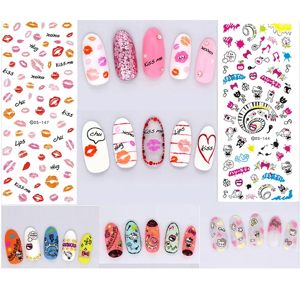 Leuke Lip Ontwerp Water Nail Decals Stickers Voor Art Nail, Nail Stickers & Decals