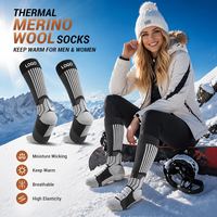 Chaussettes de randonnée thermiques en laine mérinos, antidérapantes, absorbant les chocs, chaussettes de ski sportives avec logo tricoté, chaussettes de sport d'hiver