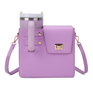 Messenger Bag 40oz Tumbler Sling Bag PU Leather Large Capacity Water Bottle Carrier Shoulder Bag Purse Stanly Cup Portable Water - Product Image 1