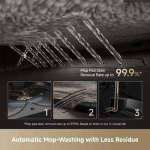 Machine de <span class=keywords><strong>test</strong></span> d'<span class=keywords><strong>aspirateur</strong></span> <span class=keywords><strong>robot</strong></span> Global Dreame Détection de taches par IA 100 ° Nettoyeur à eau chaude avec base autonettoyante pour tapis et sols profonds - Product Image 4