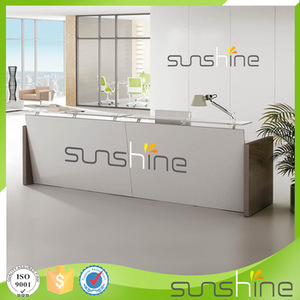 Mostrador de Recepción Largo para Oficina Sunshine Wood, Mostrador de Recepción Moderno con 2 Gabinetes Laterales YS-RCT04 - Product Image 3