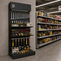 Étagère de présentation murale en métal noir mat à un seul pan, robuste, pour magasin de détail, idéale pour l'exposition d'outils