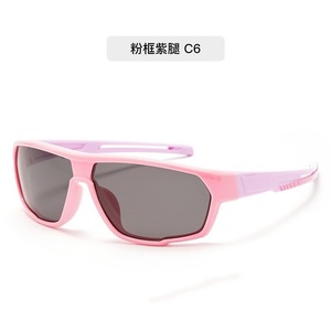 Sports Sunglasses C6 Polarized UV400 Full Rim Shield Women Children Outdoor Sports <b>Pink</b> <b>Frame</b> Purple Legs - Product Image 1