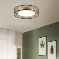 Plafonnier LED de luxe moderne pour salon et chambre à coucher Lampe créative ronde en cuivre Style nordique Lampe d'étude simple