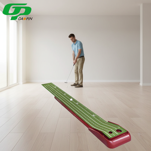 GP GP-PM031 Tapis de putting de golf portable, surface en velours cristallin, système de retour automatique de balle, double trous, marquages de distance, golf - Product Image 1