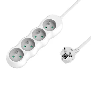 EU CE certified French white gourd-shaped multi-socket plug 4-hole electrical power strip without switch