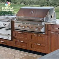 Cuisine de camping en plein air JOYEDA, appareils intégrés, écologiques, résistants au feu, en acier inoxydable, design modulaire, évier, robinet, grill