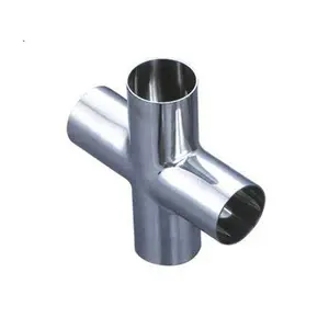 DIN 3A ISO BPE卫生型不锈钢四通管对接焊四路十字