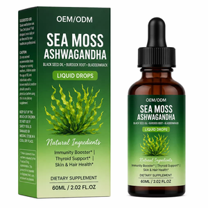 Suplemento de Gotas de Musgo Marino OEM con Aceite de Semilla Negra, Ashwagandha, Raíz de Bardana y Alga Marina, Gotas Líquidas Veganas Multiminerales - Product Image 1