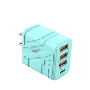 40W 5V3A สอง USB-C อะแดปเตอร์ที่ชาร์จโทรศัพท์ QC3.0 USB 20W PD ที่ชาร์จ USB-C 3USB + PD อะแดปเตอร์เดินทาง - Product Image 1