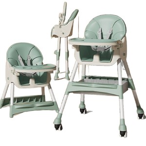 Chaise haute pliable 3 en 1 pour bébé, avec dossier inclinable réglable, chaise de repas multifonctionnelle et sécurisée pour nourrissons et tout-petits - Product Image 1