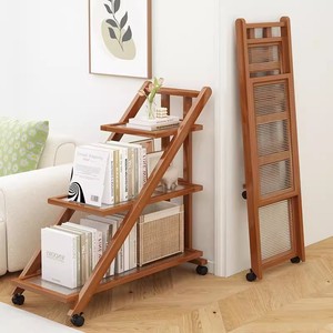 Multi-tiered <b>storage</b> shelf, bookshelf, floor-standing multi-functional snack <b>cart</b>, living room clutter, movable side table - Product Image 2