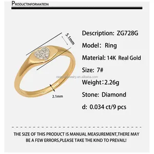 Luxus elegantes Design 14 Karat massives Gold gelbe Ringe für Frauen Hochzeit mit echten natürlichen Diamanten Herzform Ring angepasst