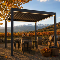 Pérgola Motorizada Inteligente, Gazebo Eléctrico con Techo de Láminas, Toldo de Aluminio Impermeable, Pabellón Independiente para Balcón o Terraza con Pantalla LED