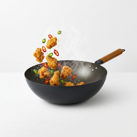 32cm 2,3mm Nitrierungsprozess Flachboden 4,5L Fassungsvermögen Gas- und Induktionsgeeigneter Antihaft-Titan-Wok für Chinesisches Wok-Garen