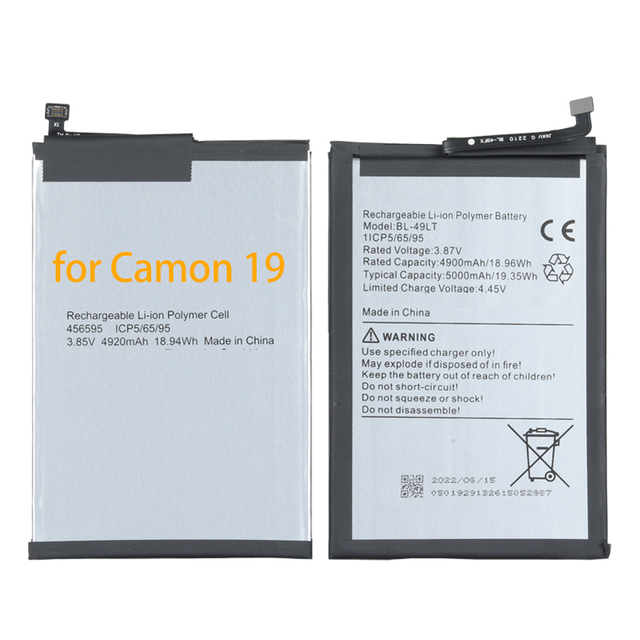 OEM 5000mAh BL-49LT Mobile Phone Battery for Tecno Camon 19 Cell Phone Battery Lithium Battery Rechargeable