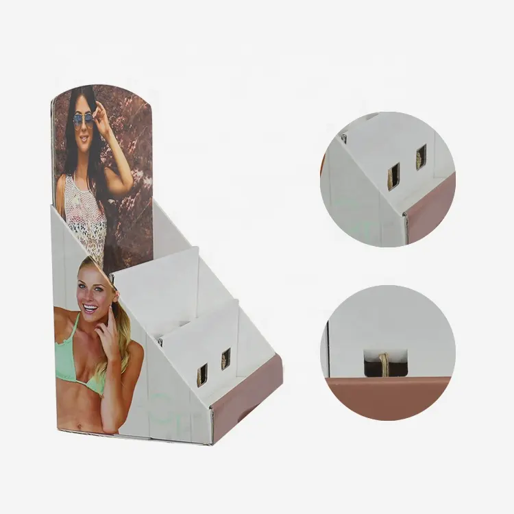 Customized POP display for sunscreen cream recycled paper display for drink retail store promotional counter top display
