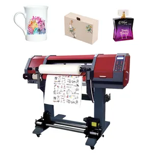 Máquina de impresión uv dtf, Rollo popular de 24 pulgadas, película uv dtf ab CMYK, tintas de barniz blanco, cabezales I3200