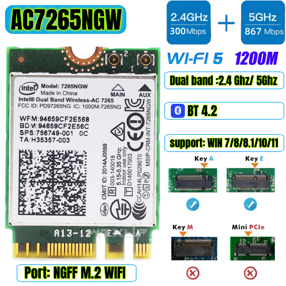 7265NGW NGFF M.2 Vert