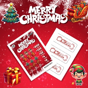 Festive Custom Pull Tab Tickets Christmas Halloween Themed Designs Digital Printing 3 Chance Win Prize - Product Image 1