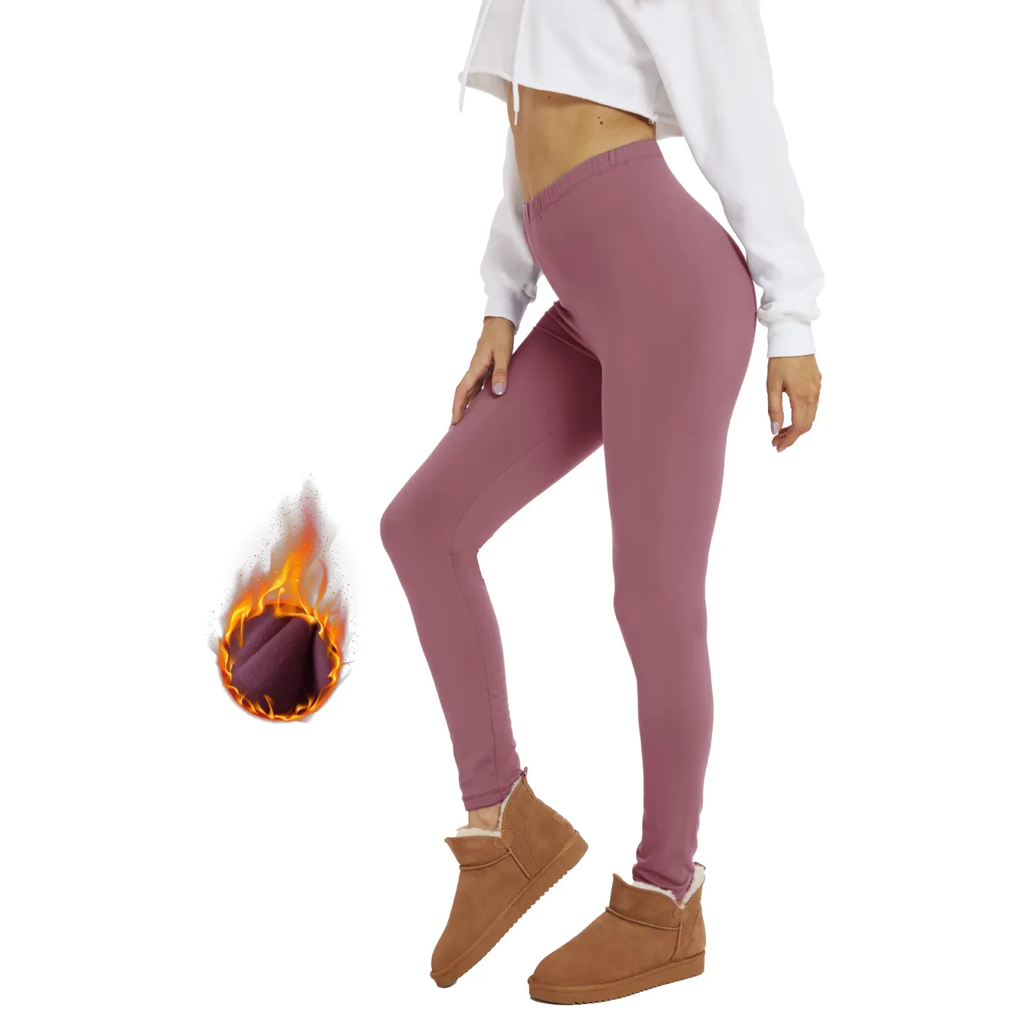 2024 vente en gros en vrac Logo personnalisé femmes entraînement polaire Leggings bout à bout taille basse décontracté porter hiver épaissi pantalon