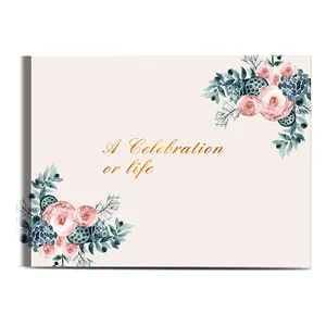 Custom Floral Pattern Printing Hardcover Funeral Register Guest Book In Loving Memory