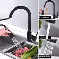 Robinet de cuisine moderne en acier inoxydable à trois voies extractible, double usage eau chaude et froide, arrêt d'eau à une touche, céramique pour légumes