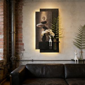 Pintura Decorativa de Arte en Piedra Arenisca 3D con Impresión UV Personalizada de Fábrica, Plantas Hidropónicas con Iluminación LED, Arte de Paisaje para Pared - Product Image 3