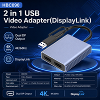 DisplayLink 2in1 USB Type-C Dual DP Adapter 4K+60Hz Cangkang Aluminium Konverter Video Laptop Monitor Ganda Stok Garansi 12 Bulan
