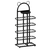 Étagère à chaussures en métal multi-niveaux de style simple noir, grande capacité, gain de place pour l'entrée, rangement domestique