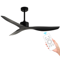 Ventilateur de plafond HSG 907 européen avec pales métalliques de 46 pouces, télécommande, éclairage LED, 3/6 vitesses, moteur AC/DC noir, lumière tricolore