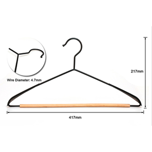 Porte-vêtements <span class=keywords><strong>double</strong></span> niveau en métal peu encombrant avec barre ronde en bois - Product Image 3