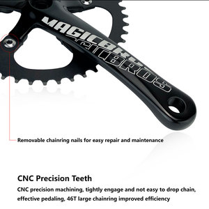 Pédalier de vélo <span class=keywords><strong>46T</strong></span> à prix abordable en alliage d'aluminium, pédalier simple vitesse pour vélo de piste, pédalier fixie pour Tsunami Gris - Product Image 3