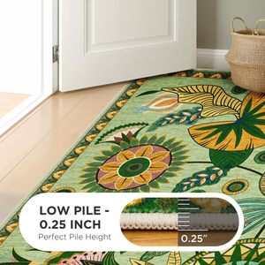 Hoa Boho có thể giặt thảm, cổ điển phòng khách khu vực thảm không trượt, đầy màu sắc ném thảm cho phòng ăn nhà bếp lối vào ký túc xá - Product Image 6
