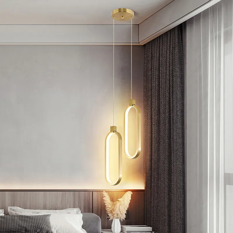 Nordic Gold Schwarz Hängelampe Dekoration für Schlafzimmer Nachttisch LED Hotel Pendel leuchte Gürtel Minimalisti scher Kronleuchter